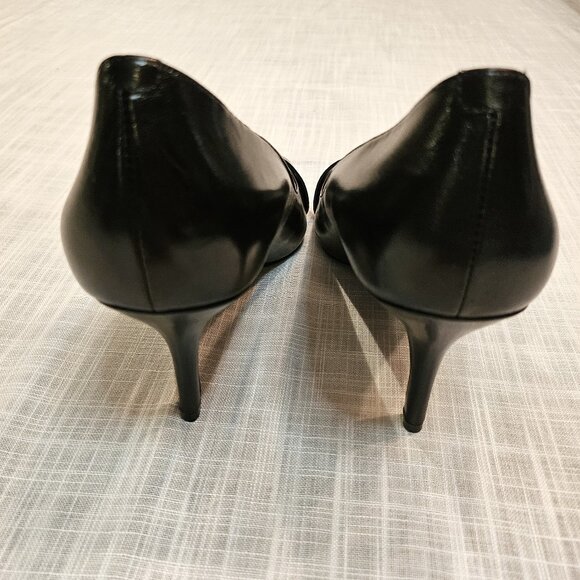 NINE WEST Black Leather D'Orsay Cut Pointed-Toe 3.5" Heel Kimery Pumps Size 9 - Picture 2 of 6